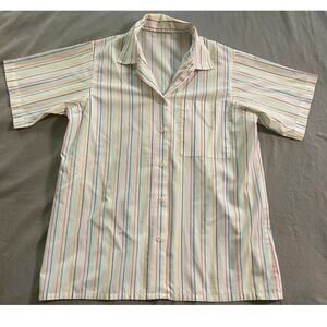 80s rainbow striped button down